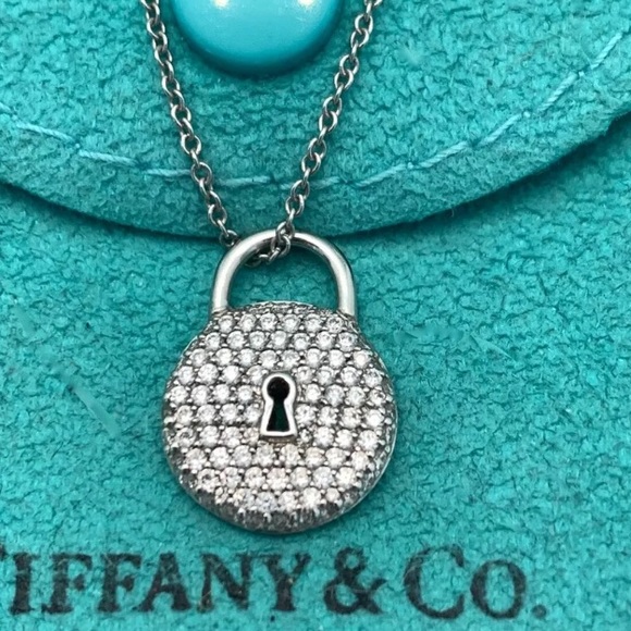 TIFFANY & CO ROUND PAVE DIAMOND LOCK NECKLACE - Picture 6 of 16